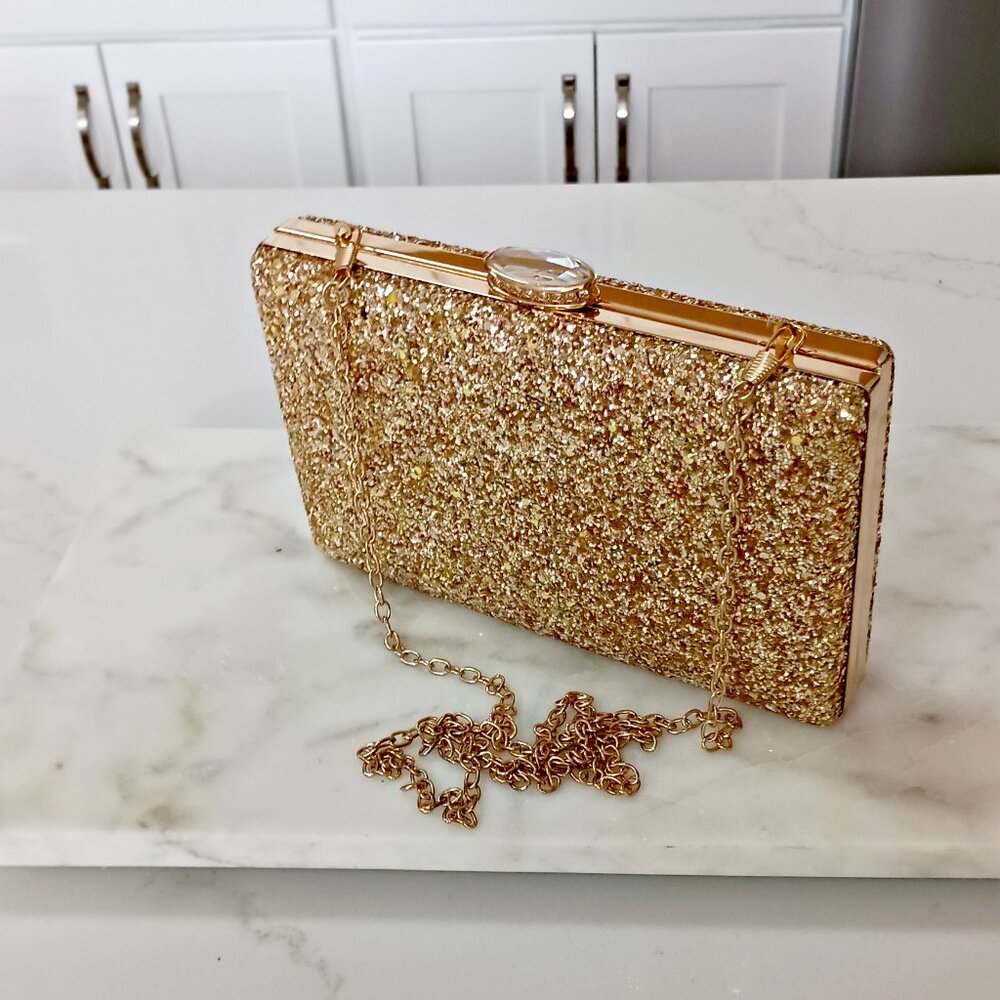 NEW! SPARKLING GLITTERY BOX CLUTCH BAG